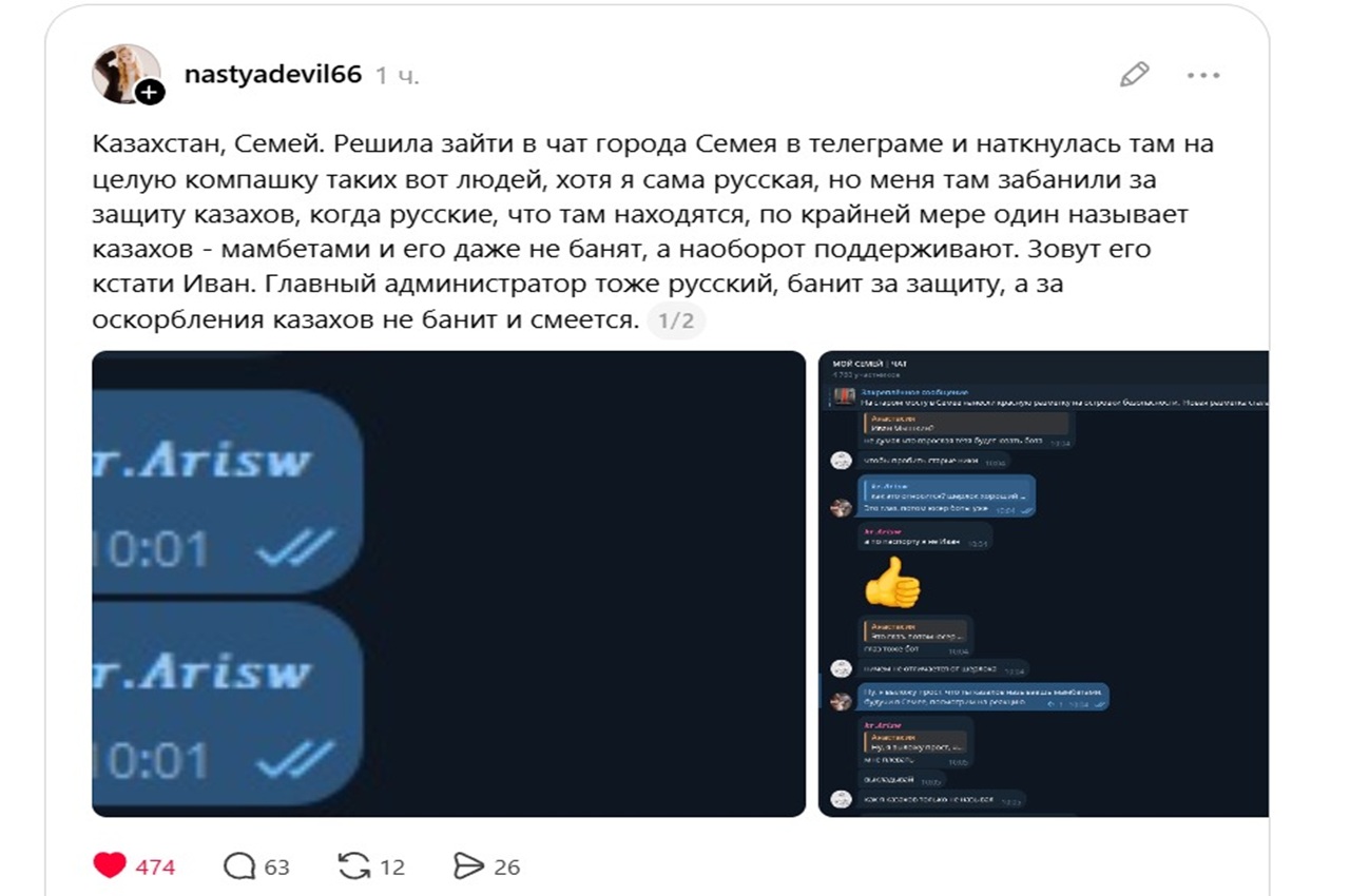 полиция проверяет telegram-чат семея из-за оскорблений в адрес казахов