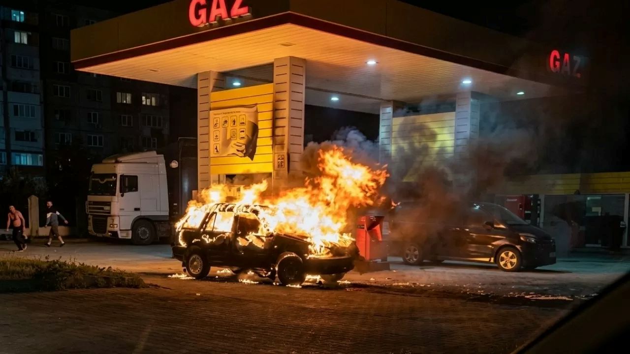 жители актобе в шоке: при пожаре на азс сгорели заживо пассажиры автомобиля