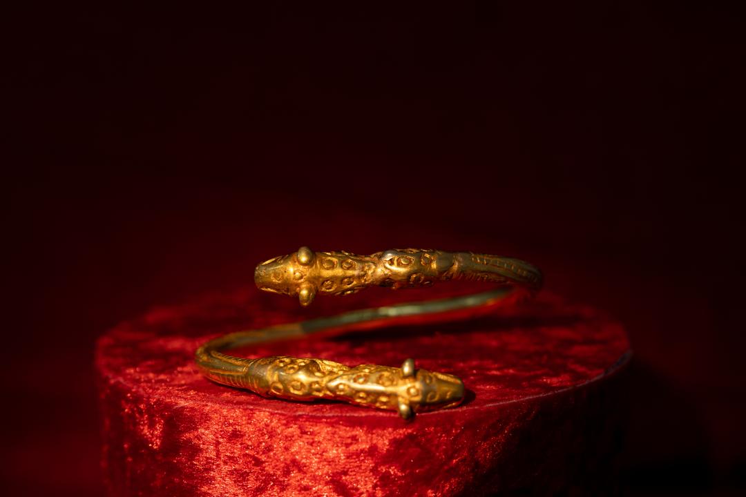 в казахстане археологи нашли золотые украшения с изображениями тигра и леопарда возрастом около 2400 лет