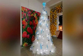 казахстанские осужденные изготовили из пластиковых бутылок эко-елку